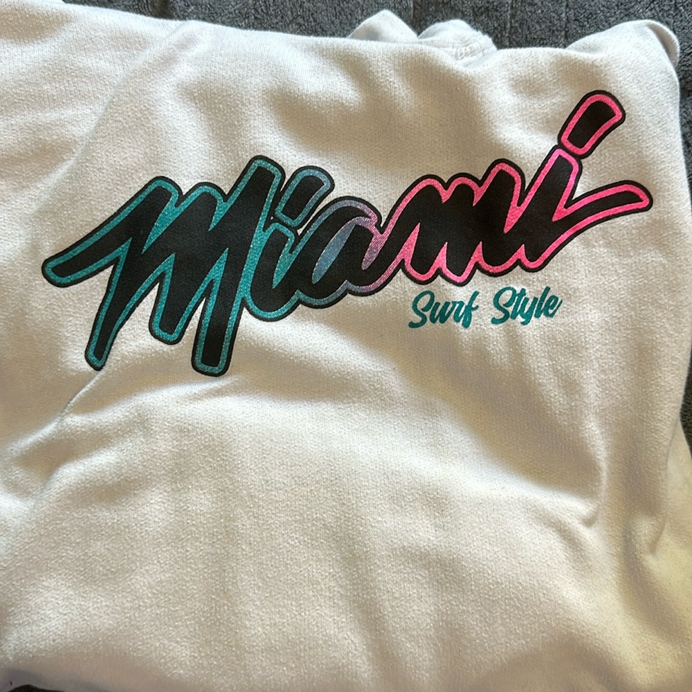 Miami White Neon Lettered Hoodie